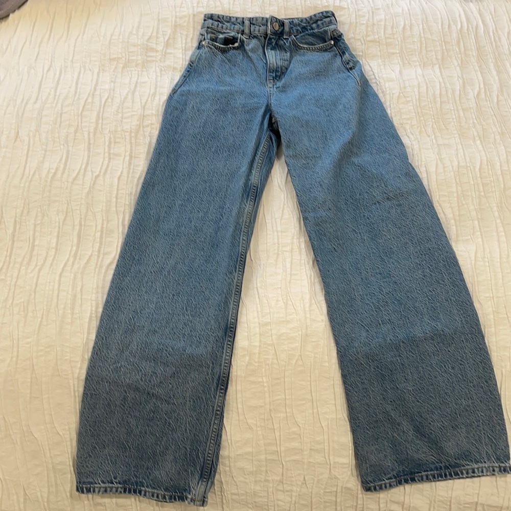 Zara Wide Leg Blue Jeans